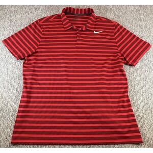 Nike Men's XL Dri-Fit Golf Striped Polo Shirt in Red Maroon Performance 833065